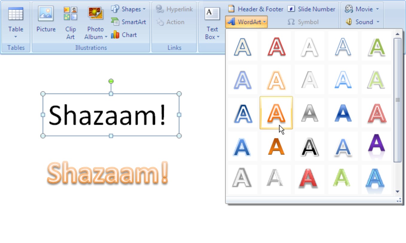 Figure 1-14: Creating a WordArt image.